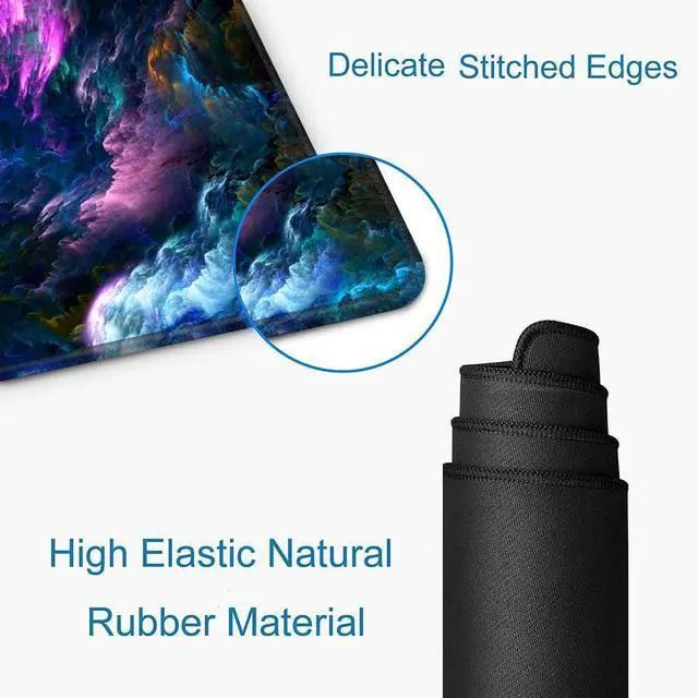 Alt view image 11 of 12 - SOEWIOU Gaming Mouse Pad, Large Non-Slip Rubber Base Mousepad, Keyboard Mouse Mat, Desk Pad with Stitched Edges, 31.5x11.8inch, Dazzling Galaxy