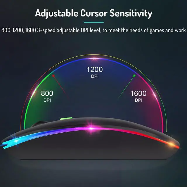 Alt view image 3 of 7 - Neises Wireless Mouse for Computer Laptop,Bluetooth Mouse for Apple MacBook,Dual Mode BT 5.0+ 2.4GHz USB Mice