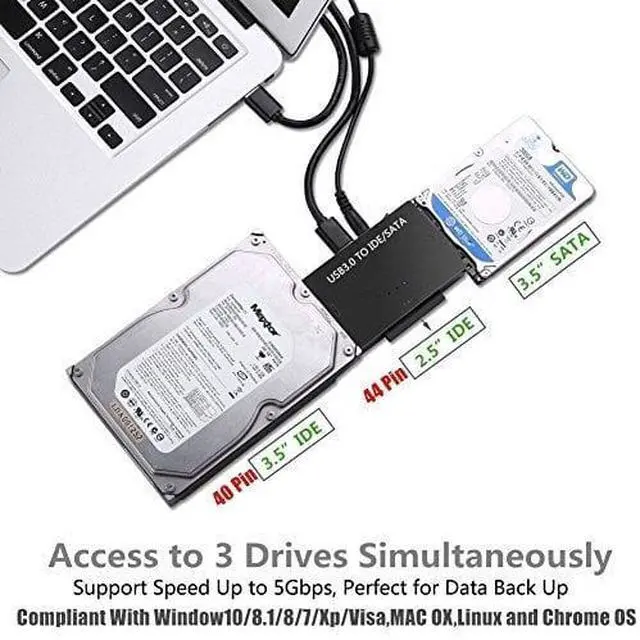 Alt view image 14 of 16 - USB 3.0 to Sata/IDE Adapter Converter Hard Driver Adapter for2.5"/3.5" SATA HDD/SSD & IDE HDD Converter Power Switch Support 4TB
