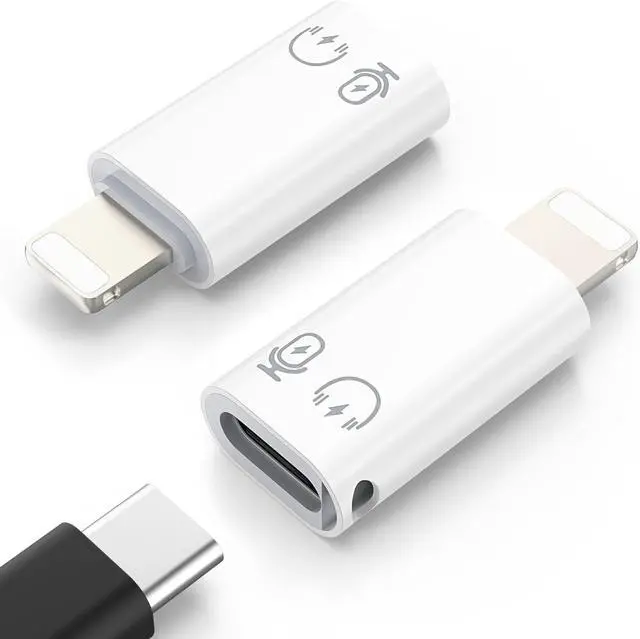 Main image of VAREQOY USB C to Lightning Adapter Audio Lightning to USB C Adapter for Headphones Fits with iPhone 14/13/12/11 Pro Max/iPad/iPod/AirPods Support Charging Audio/Headphone and OTG Function White