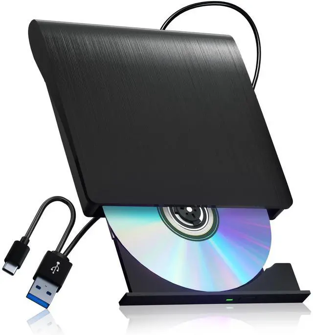 Main image of VAREQOY External CD/DVD Drive for Laptop PC CD DVD Player USB 3.0 Portable Optical Drive CD Burner Compatible with Windows 10 11 Linux Mac OS (Black)