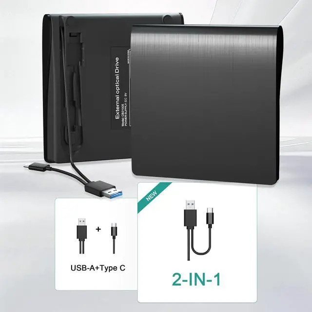 Alt view image 4 of 7 - VAREQOY External CD/DVD Drive for Laptop PC CD DVD Player USB 3.0 Portable Optical Drive CD Burner Compatible with Windows 10 11 Linux Mac OS (Black)