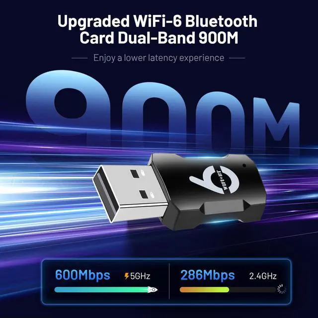 Alt view image 2 of 6 - VAREQOY 2-In-1 USB WiFi Bluetooth Adapter - 900Mbps 2.4/5GHz Dual-Band, WiFi & Bluetooth Adapter for PC/Laptop/Desktop, Wireless USB Dongle, Driver Free, Win 10/11