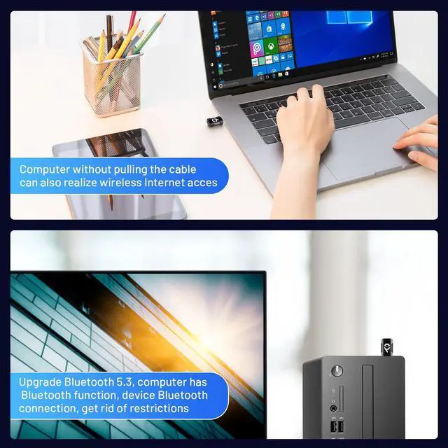 Alt view image 5 of 6 - VAREQOY 2-In-1 USB WiFi Bluetooth Adapter - 900Mbps 2.4/5GHz Dual-Band, WiFi & Bluetooth Adapter for PC/Laptop/Desktop, Wireless USB Dongle, Driver Free, Win 10/11