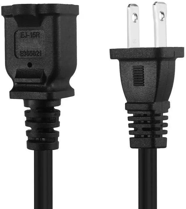 Alt view image 3 of 5 - VAREQOY 1FT Short Polarized US 2 Prong Male-Female Extension Power Cord, 2 Outlet Extension Cable Cord US AC 2-Prong Male/Female Power cable10A/125V, Nema 1-15P to 1-15R Cable Polarity