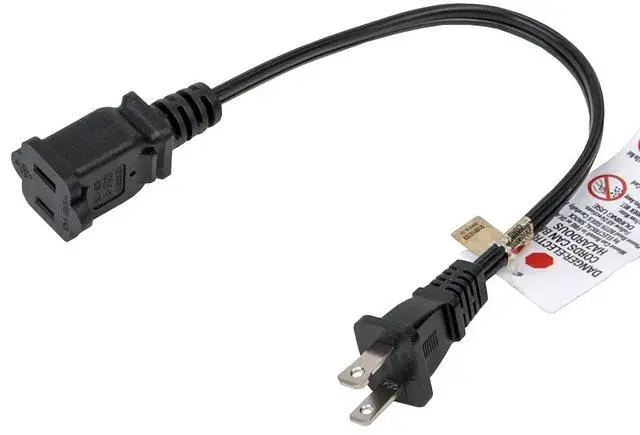 Alt view image 5 of 5 - VAREQOY 1FT Short Polarized US 2 Prong Male-Female Extension Power Cord, 2 Outlet Extension Cable Cord US AC 2-Prong Male/Female Power cable10A/125V, Nema 1-15P to 1-15R Cable Polarity