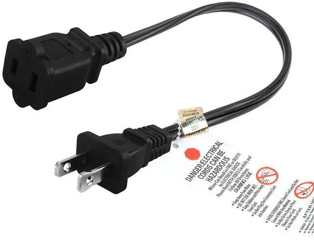 Alt view image 4 of 5 - VAREQOY 1FT Short Polarized US 2 Prong Male-Female Extension Power Cord, 2 Outlet Extension Cable Cord US AC 2-Prong Male/Female Power cable10A/125V, Nema 1-15P to 1-15R Cable Polarity