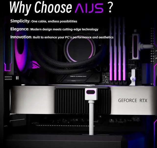 Alt view image 7 of 7 - VAREQOY 12+4Pin(16-pin) 12VHPWR GPU Modular CableDirect Connection Cable for NVIDIA GeForce RTX 40/5070/5080 Series Graphics Cards,18AWG 90°Right-Angle Design,Not an Extension Cable(White, Clip A)