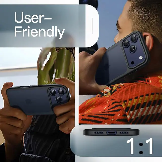 Alt view image 7 of 7 - VAREQOY Matte Case for iPhone 17 Pro 6.3-Inch, Shockproof Military Grade Drop Protection, Frosted Translucent Back Minimalist Phone Cover, Anti-Fingerprint (Black)