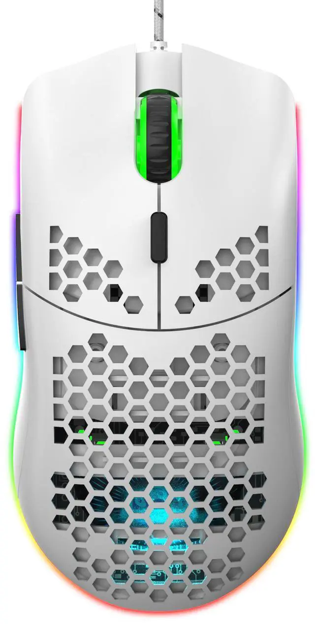 Main image of VAREQOY Programmable RGB Gaming Mouse, 6 DPI (1000/1600/2400/3200/4800/6400) 96g Ultra Lightweight Honeycomb Optical LED Wired Mouse with Programmable 6 Keys RGB Marquee Effect Light