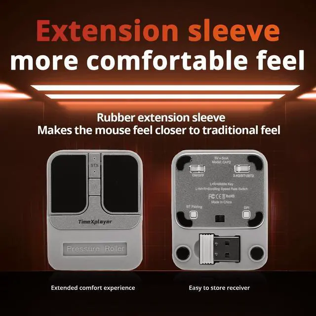 Alt view image 7 of 7 - VAREQOY Mini Square Mouse - 2.4GHz Wireless, Dual Bluetooth Connection, Compatible with All Major Operating Systems - High Precision Sensor, Customizable Multi-Function Buttons, Ideal for Office