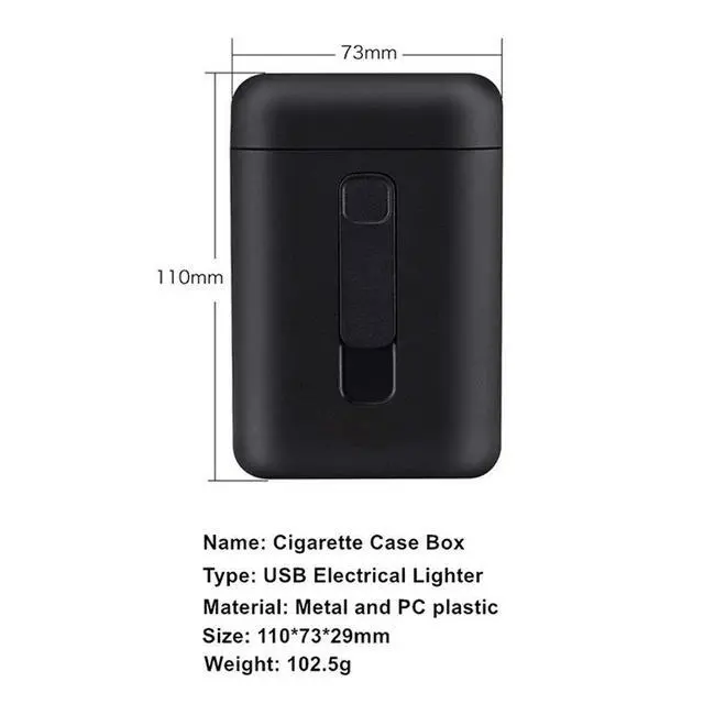 Alt view image 4 of 6 - VAREQOY Cigarette Case with Lighter Cigarettes Box King Size Portable Pack 20pcs Regular Size Cigarettes USB Lighters 2 in 1 Rechargeable Flameless Windproof Electric Lighter