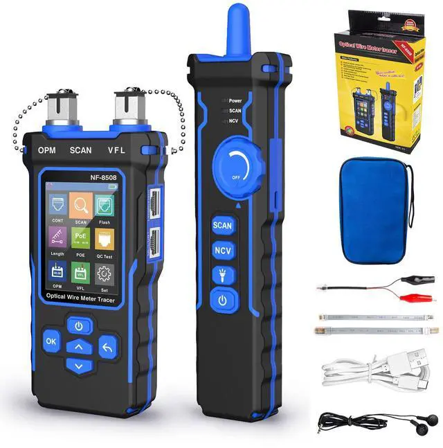 Main image of VAREQOY 9 in 1 Multifunctional Network Cable Tester Optical Wire Tracer Optical Fiber Power Meter NCV Function Li-ion Battery USB Charge LED Light