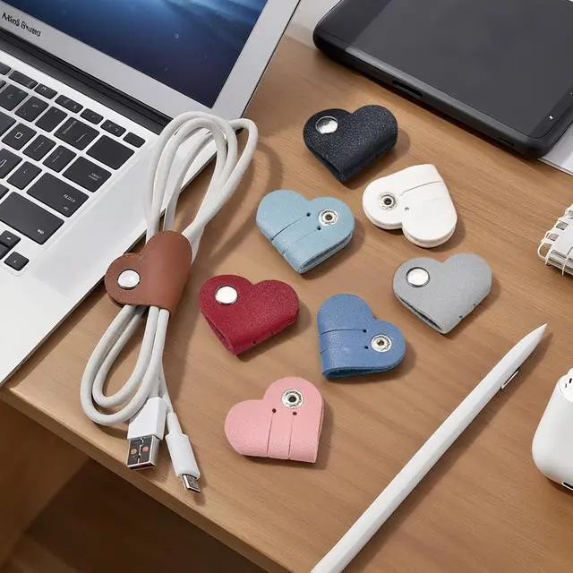 Alt view image 8 of 14 - SOEWIOU 8 Pcs Heart Cord Organizer, Earbud Holder & Headphone Cable Straps, Tangle-Free Wire Management for Earphones, USB Cables, Charging Cords
