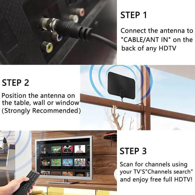 Alt view image 12 of 14 - TV Antennas, HD Digital Antenna for Smart TV Indoor, 360°Signal Reception-Digital tv Antenna Indoor for Local Channels-Support 4K 1080p for All Type of HDTV Digital TV's