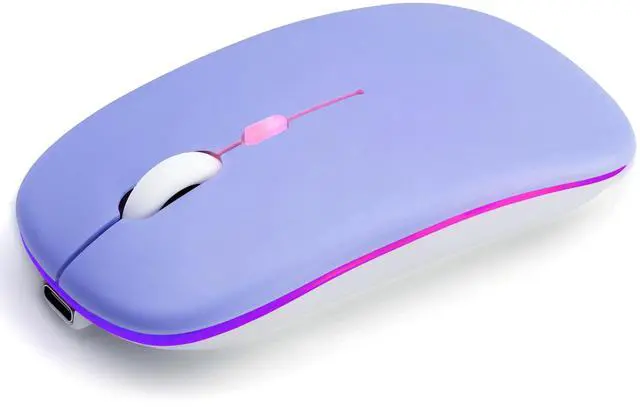 Alt view image 8 of 14 - AZTZATZ Wireless Bluetooth Mouse Rechargeable Long Lasting Dual Mode - BT 5.2 & 2.4G Silent RGB LED Mice, Slim Portable Ergonomic Mouse for Laptop/PC/Tablet/MacBook/iPad/Apple Devices(Purple)