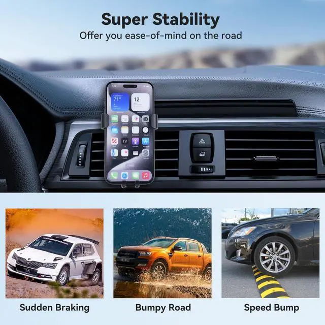 Alt view image 14 of 14 - SOEWIOU Phone Holders for Your Car Dashboard Windshield Air Vent 3-in-1 Universal Car Phone Mount Thick Case & Heavy Phone Friendly Cell Phone Holder Mount Fit for iPhone 16 15 Pro Max 14 13 Android