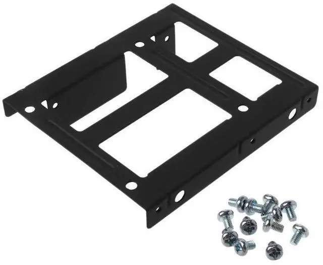 Alt view image 7 of 13 - Black Metal Dual 2.5" to 3.5" Hard Drive Bay Mounting Bracket 2x2.5" to 3.5" HDD/SSD Mounting Bracket Caddy with Screws