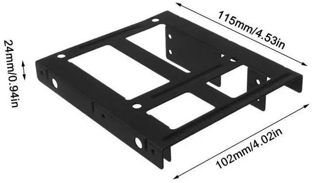 Alt view image 9 of 13 - Black Metal Dual 2.5" to 3.5" Hard Drive Bay Mounting Bracket 2x2.5" to 3.5" HDD/SSD Mounting Bracket Caddy with Screws