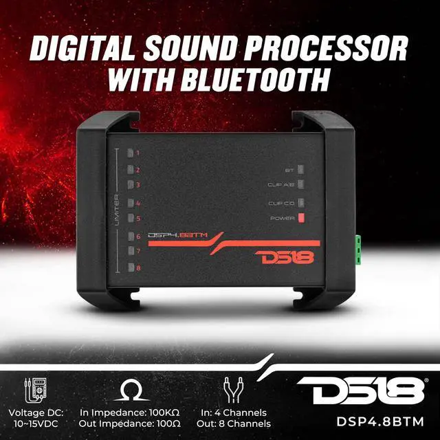 Alt view image 2 of 5 - DS18 DSP4.8BTM 4-Channel in and 8-Channel Out Digital Sound Processor with Bluetooth Connectivity - Water Resistant