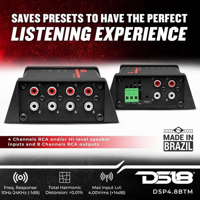 Alt view image 3 of 5 - DS18 DSP4.8BTM 4-Channel in and 8-Channel Out Digital Sound Processor with Bluetooth Connectivity - Water Resistant