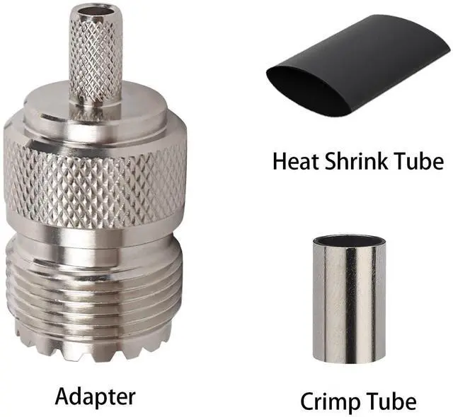 Alt view image 4 of 4 - MOOKEERF 10 Pack SO239 Crimp Connectors SO-239 UHF Female Plug Crimp Coax Connector Adapter PL259 RF Connector for RG58/RG142/RG400/LMR195/KSR195/3D-FB Cable