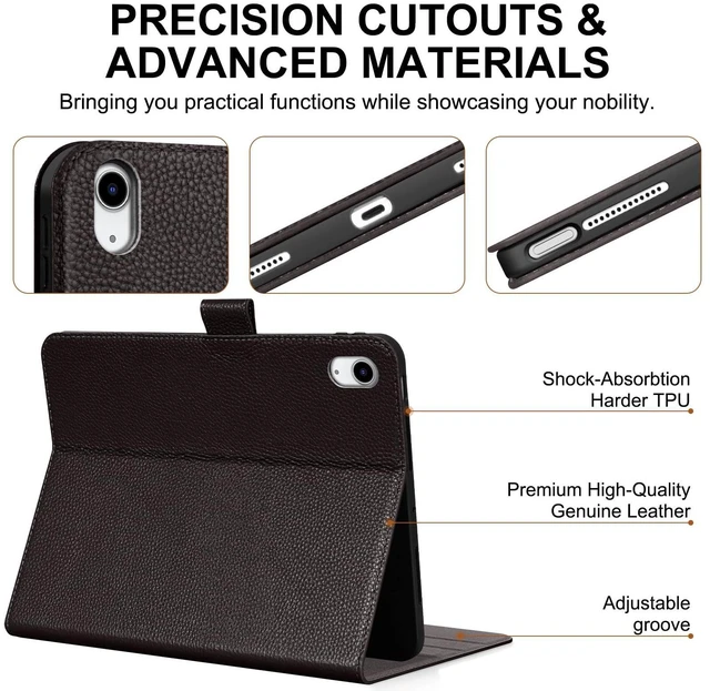 Alt view image 4 of 5 - Thryxop Genuine Leather Case for iPad Air 11" M4 2026/M3 2025/M2 2024, 5th/4th Gen 10.9" ^^ with Pencil Holder and Adjustable Stand, Magnetic Closure, Auto Wake/Sleep Cover ^^ Dark Brown