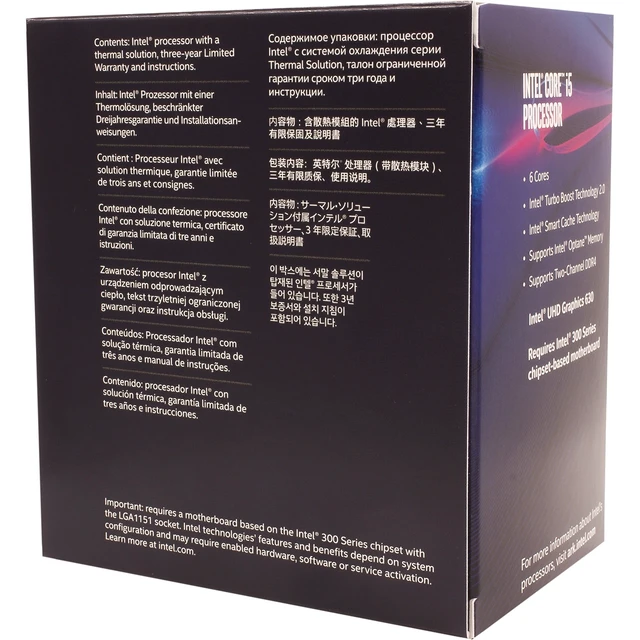 Alt view image 3 of 3 - Intel Core i5-8500 Desktop Processor 6 Core up to 4.1GHz Turbo LGA1151 300 Series 65W