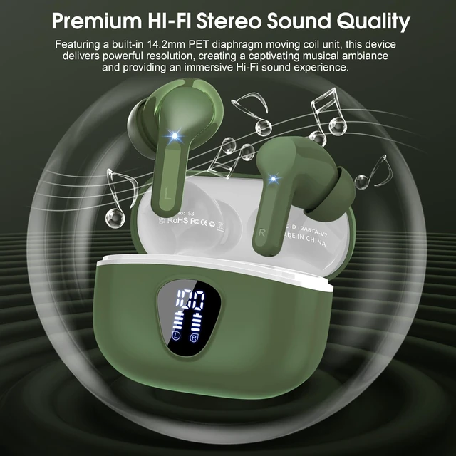 Alt view image 3 of 5 - BESNOOW I53 ENC Wireless Earbuds Bluetooth 5.4 HiFi Stereo in Ear Ear Buds