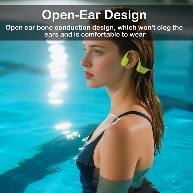 Alt view image 3 of 5 - Bone Conduction Swimming Headphones -IPX8 Waterproof Earphones Bluetooth 5.4 Open-Ear Headphones Built-in 32GB MP3 Player & 7-Hour Playtime with Wireless Underwater Headphones for Swimming Spor
