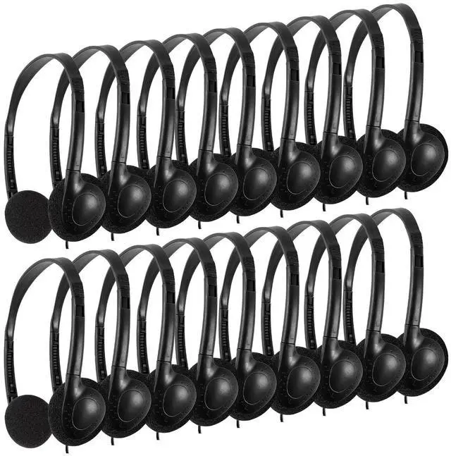 Main image of CN-Outlet Wholesale Kids Headphones in Bulk 25 Pack for School Classroom Students Children and Adults - Black