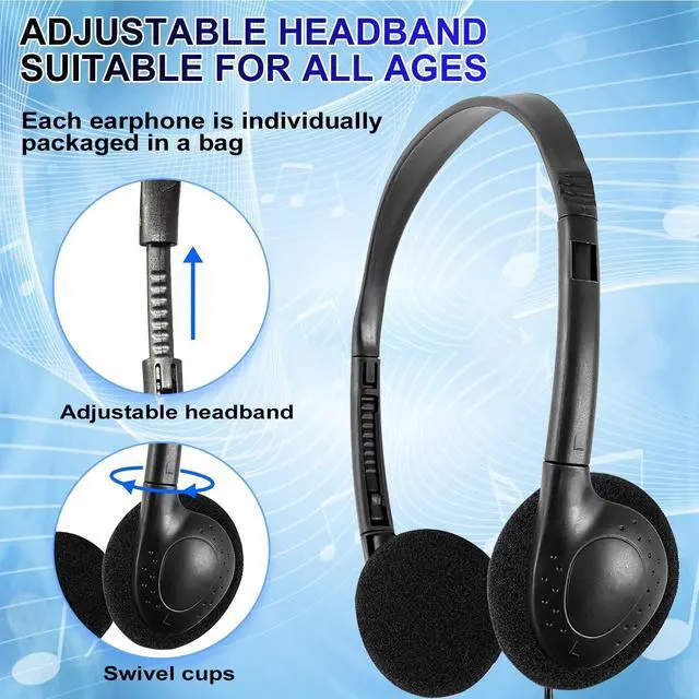 Alt view image 3 of 5 - CN-Outlet Wholesale Kids Headphones in Bulk 25 Pack for School Classroom Students Children and Adults - Black