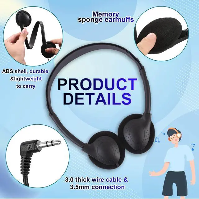 Alt view image 4 of 5 - CN-Outlet Wholesale Kids Headphones in Bulk 25 Pack for School Classroom Students Children and Adults - Black