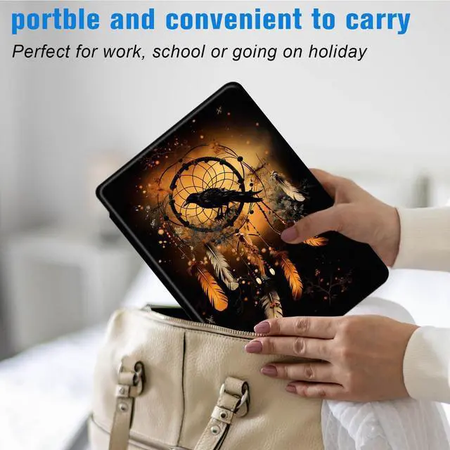 Alt view image 4 of 5 - Case for Fire Max 11 (13th Generation, 2023 Release), 360 Degree Rotating Folio PU Leather Stand Cover for Fire Max 11, Auto Sleep/Wake, Dreamcatcher Crow