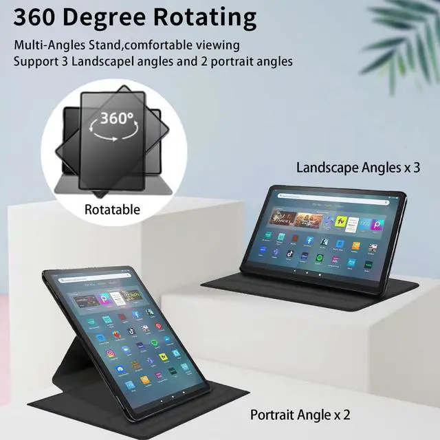 Alt view image 3 of 5 - Case for Fire Max 11 (13th Generation, 2023 Release), 360 Degree Rotating Folio PU Leather Stand Cover for Fire Max 11, Auto Sleep/Wake, Dreamcatcher Crow