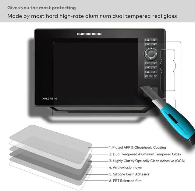 Alt view image 3 of 5 - INNOSURE Premium Tempered Glass Screen Protector designed for Humminbird Xplore 10-10.1" Touchscreen Anti Fingerprint/Scratch (HD Clear)