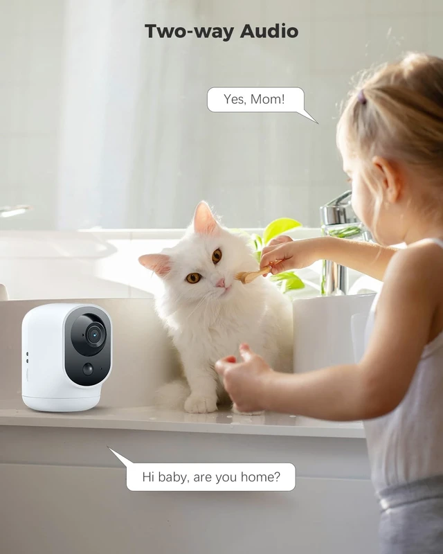 Alt view image 5 of 5 - COCOCAM 2K Indoor Pan/Tilt WiFi Security Camera with 5200mAh Battery