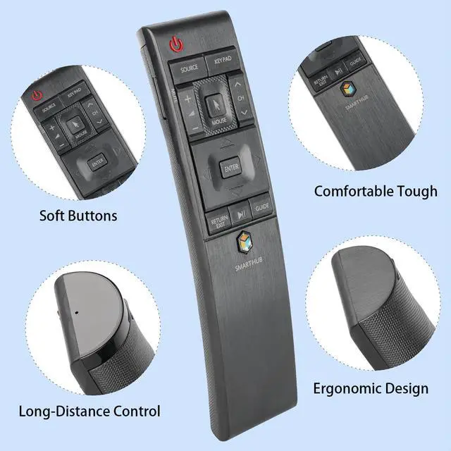 Alt view image 2 of 5 - BN59-01220E RMCTPJ1AP2 Remote Control Compatible with Samsung HUB 4K Curved TV UN55JU6700F UA55JS8000W UA55JS9000W Replacement Controller BN59-01220A BN59-01220G (No Voice & Touch Pad Function)