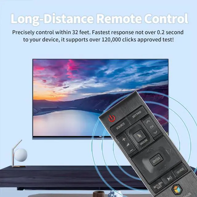Alt view image 3 of 5 - BN59-01220E RMCTPJ1AP2 Remote Control Compatible with Samsung HUB 4K Curved TV UN55JU6700F UA55JS8000W UA55JS9000W Replacement Controller BN59-01220A BN59-01220G (No Voice & Touch Pad Function)