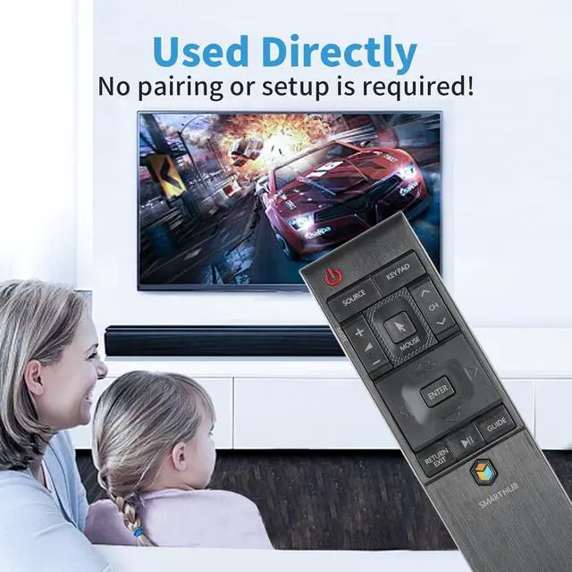 Alt view image 4 of 5 - BN59-01220E RMCTPJ1AP2 Remote Control Compatible with Samsung HUB 4K Curved TV UN55JU6700F UA55JS8000W UA55JS9000W Replacement Controller BN59-01220A BN59-01220G (No Voice & Touch Pad Function)