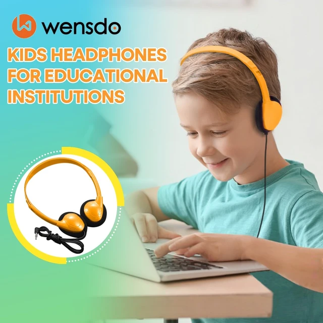 Alt view image 2 of 5 - Wensdo 100 Pack Bulk Headphones for Classroom School Kids, Wholesale Class Set Durable Headset for Student Boys Girls Adults, Wired Earphones with 3.5mm Jack for Computer Chromebook (HY857,100