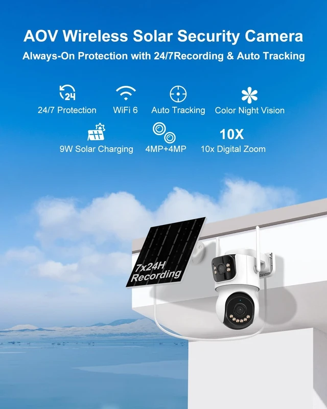 Alt view image 2 of 5 - INSEETECH 8MP Dual-Lens Wireless Solar Security Camera Outdoor AOV 10X Zoom