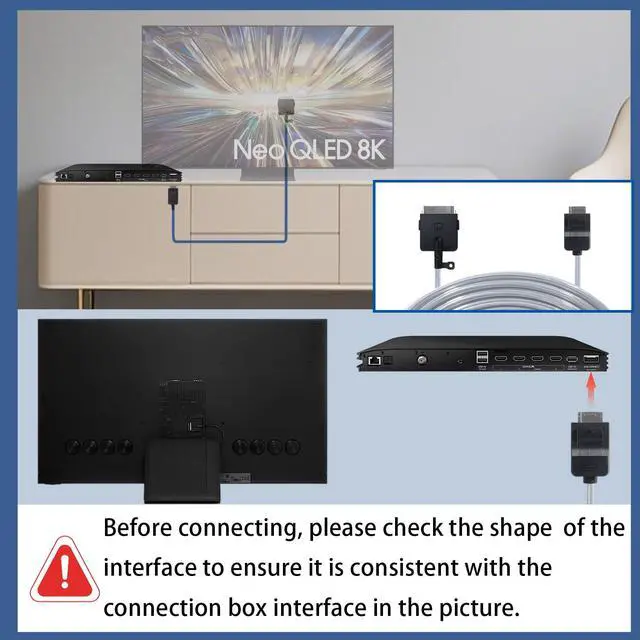 Alt view image 2 of 5 - 2.5M /8.2Ft BN39-03004A One Connect Cable Compatible with Samsung QLED 8K 65" 75" 85" QN900D TV for QN65QN900DFXZA, QN75QN900DFXZA, QN85QN900DFXZA