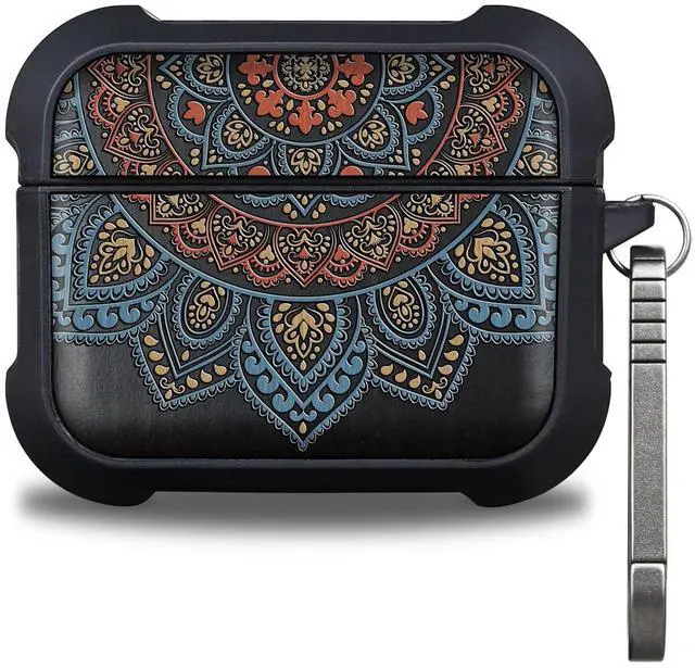Main image of Patterit for AirPods Pro 3 Case, Shockproof Wooden Cover with Quick Released Keychain for AirPods Pro Case 3rd Generation (2025) Compatible with Wireless Charging, (Mandala