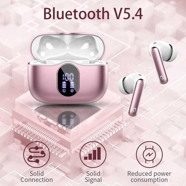 Alt view image 4 of 5 - True Wireless Earbuds Bluetooth Headphones HiFi Stereo Ear Buds, Pink Gold