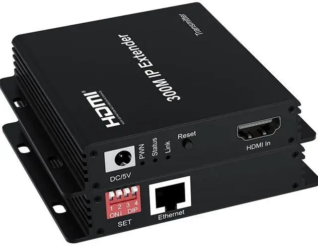Main image of 300M IP Extender,HDMI Extender Over IP RJ45 Cat6 Cable 1080P HDMI to Ethernet Network Extender Support One TX to Many RX via Network Switch (TX+RX)