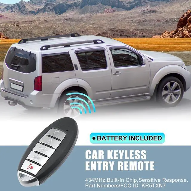 Alt view image 2 of 5 - X AUTOHAUX 434MHz KR5TXN7 Replacement Smart Proximity Insert Keyless Entry Remote Key Fob for Nissan Murano Pathfinder 2019-2020 5 Buttons 4A Chip 285E3-9UF7A