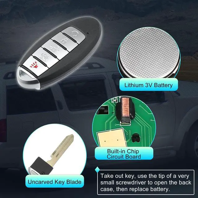 Alt view image 4 of 5 - X AUTOHAUX 434MHz KR5TXN7 Replacement Smart Proximity Insert Keyless Entry Remote Key Fob for Nissan Murano Pathfinder 2019-2020 5 Buttons 4A Chip 285E3-9UF7A