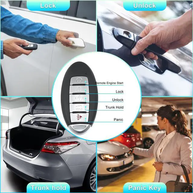 Alt view image 3 of 5 - X AUTOHAUX 434MHz KR5TXN7 Replacement Smart Proximity Insert Keyless Entry Remote Key Fob for Nissan Murano Pathfinder 2019-2020 5 Buttons 4A Chip 285E3-9UF7A