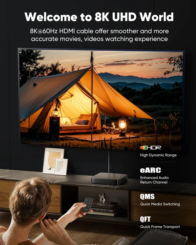 Alt view image 2 of 5 - Capshi 35ft 8K 4K@120Hz HDMI Cable 2.1, 48Gbps High Speed Cord